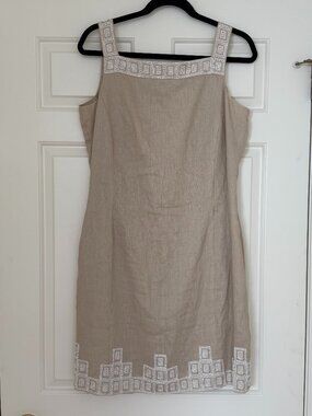 Jones New York 100% Linen Dress with Beading, Size 10